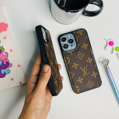 Branded Leather Phone Case With Black Border