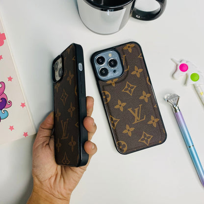 Branded Leather Phone Case With Black Border