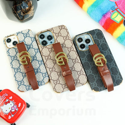 New Leather embroidery belt phone case