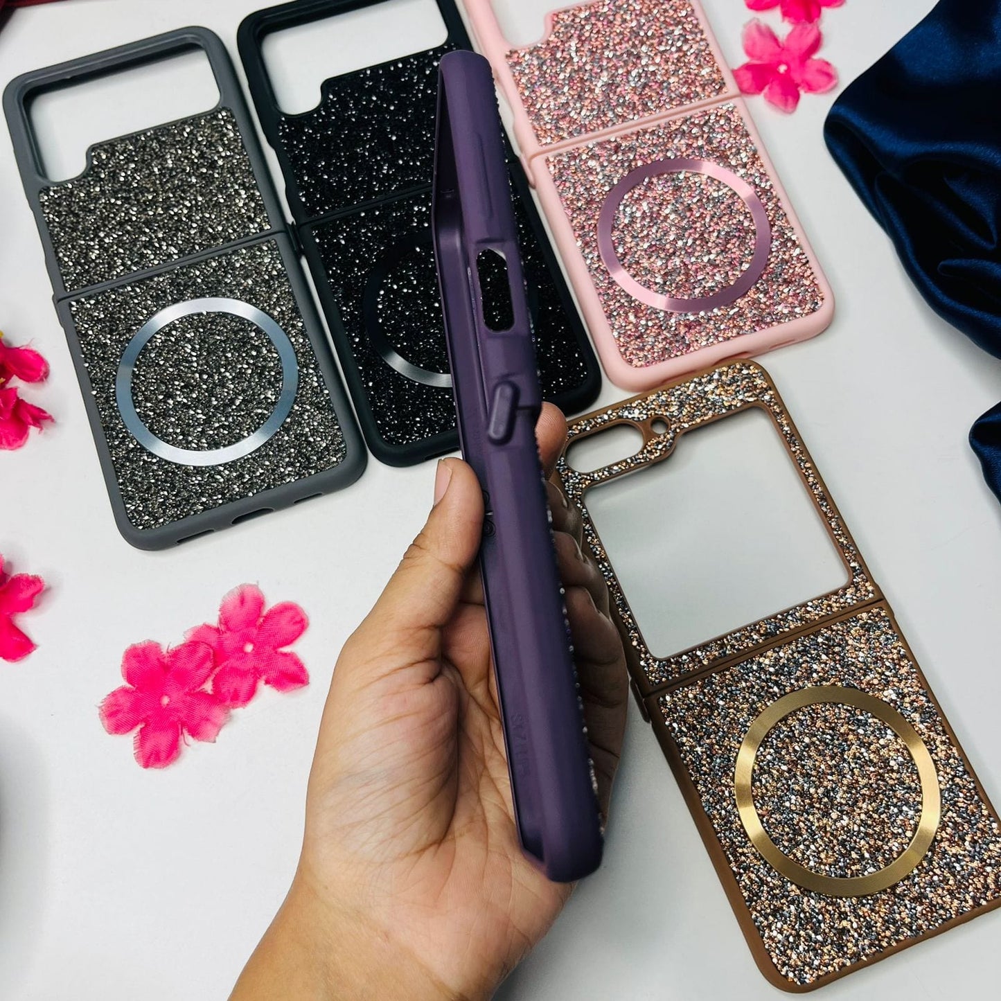 Glitter Phone Case With Magsafe For Samsung Flip Series