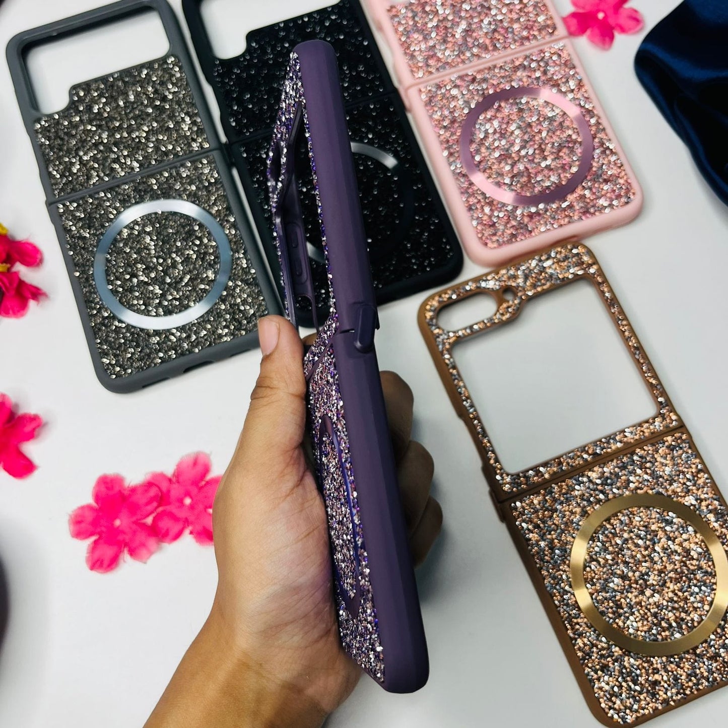 Glitter Phone Case With Magsafe For Samsung Flip Series