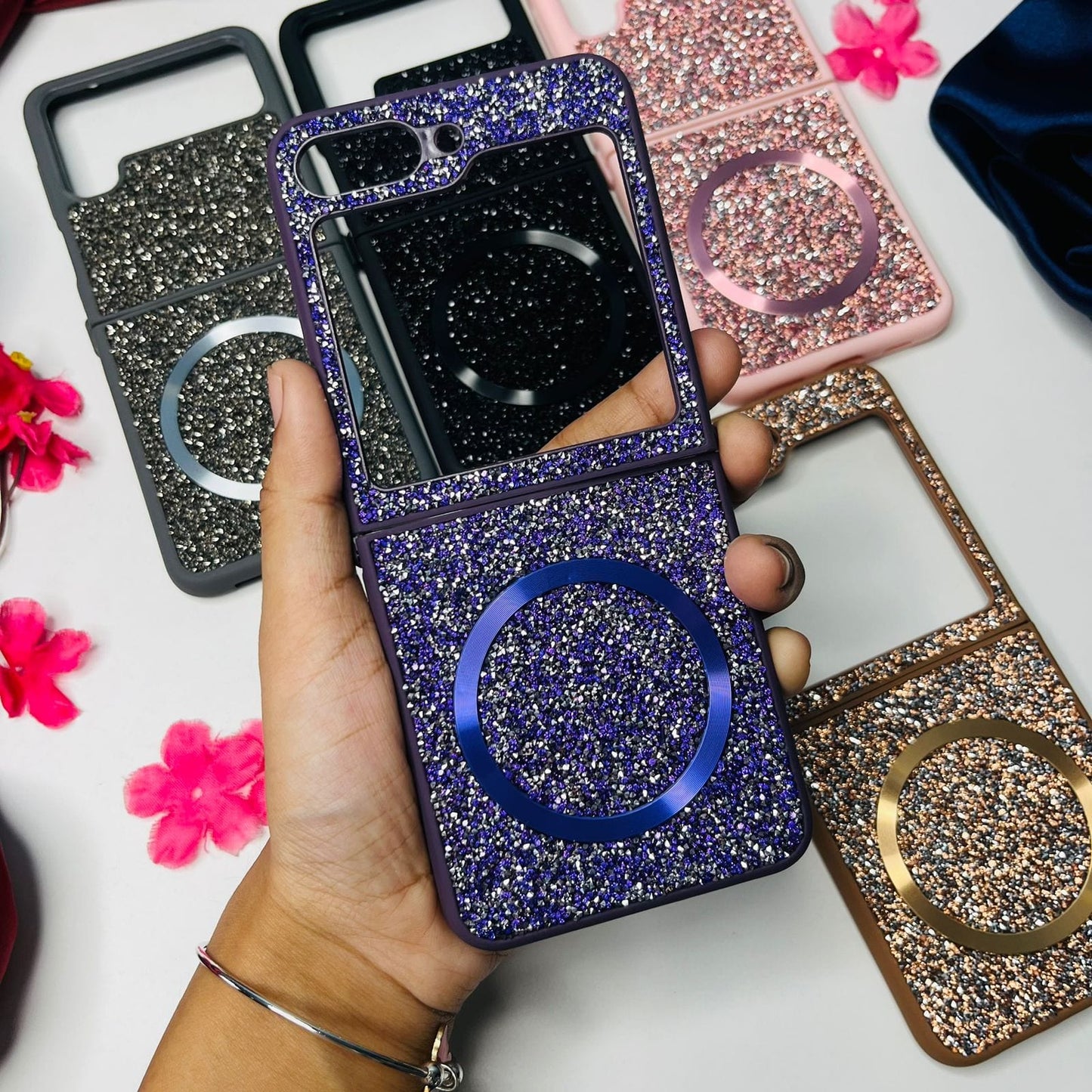 Glitter Phone Case With Magsafe For Samsung Flip Series