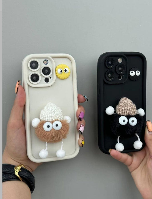 Cute 3D Plush Coal Ball Case For Iphones