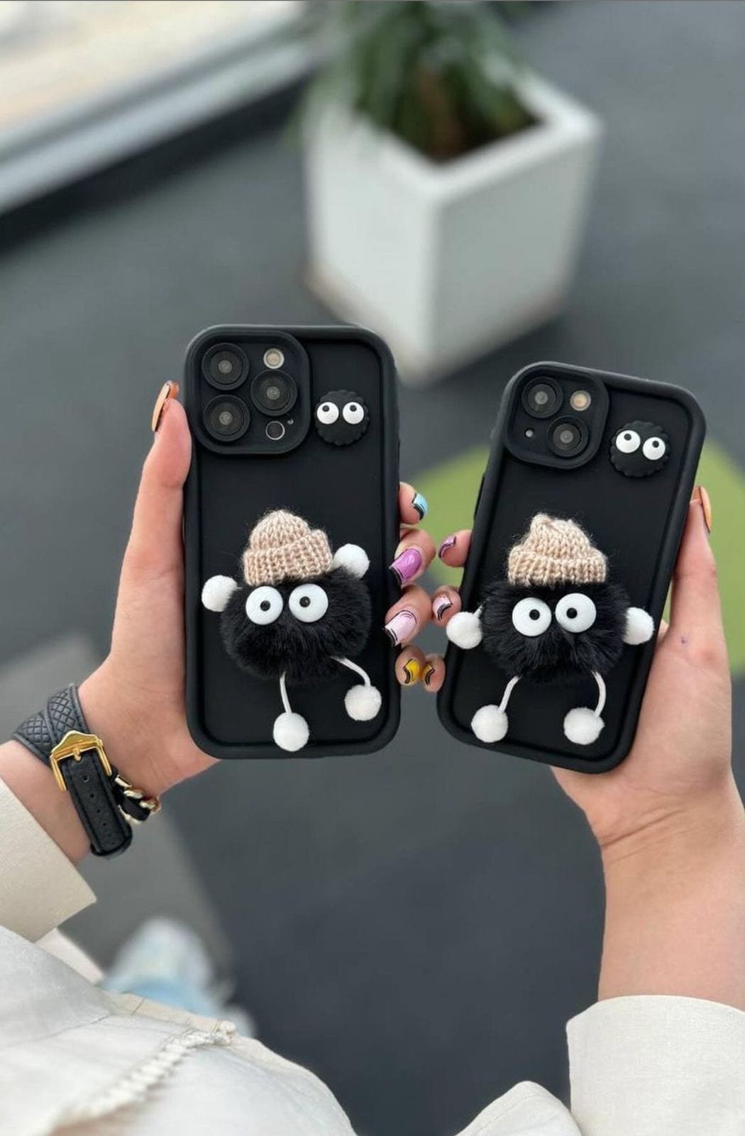 Cute 3D Plush Coal Ball Case For Iphones