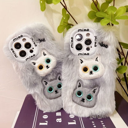 New Three Dimensional Double Cat Fur Case