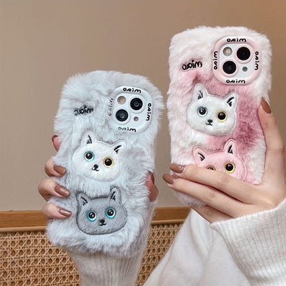 New Three Dimensional Double Cat Fur Case